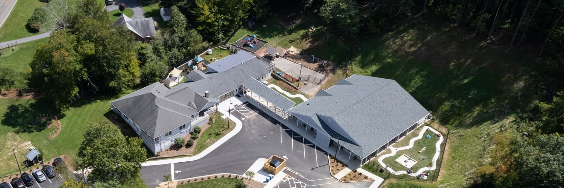 Drone View of Campus and Town