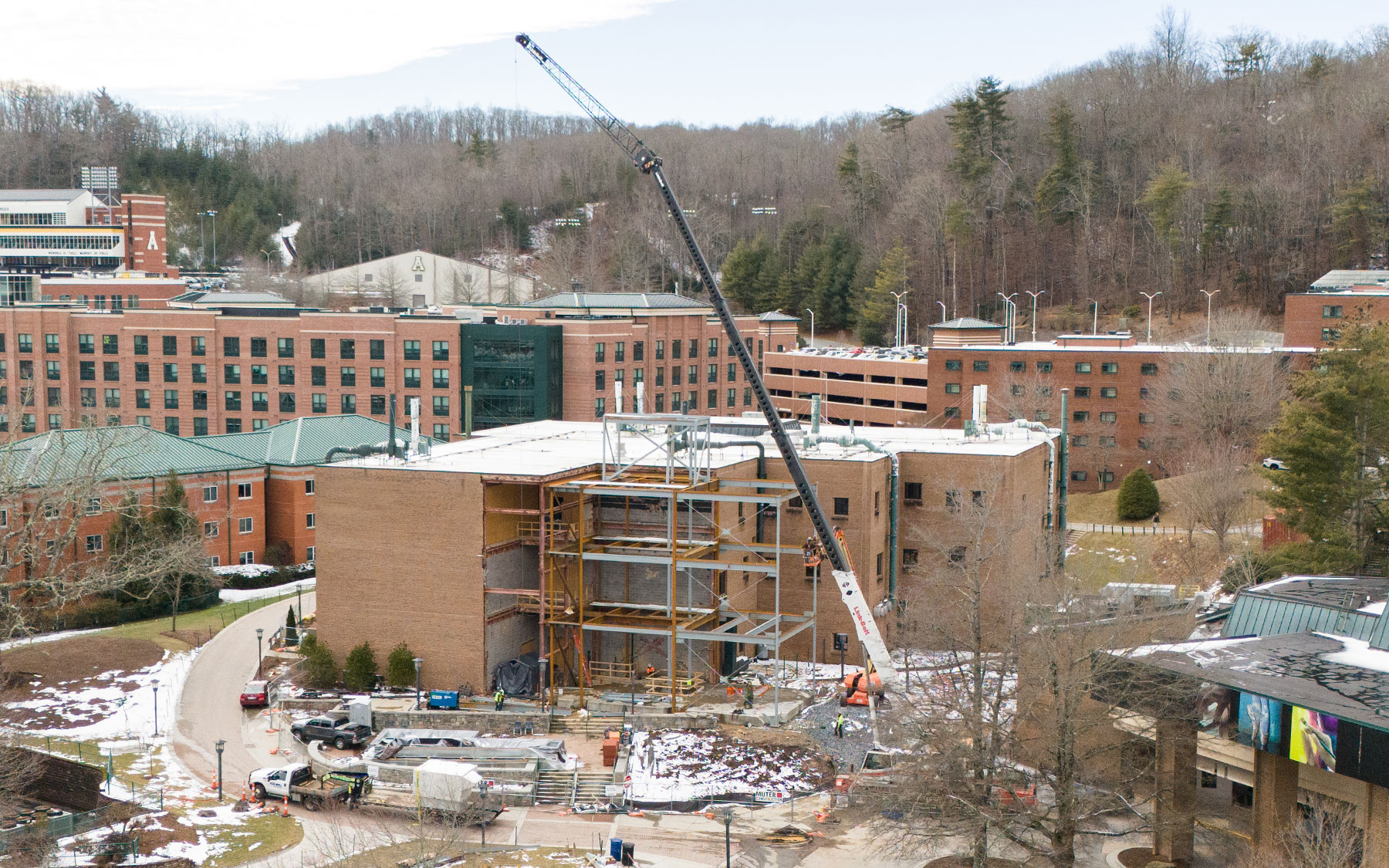 construction progress on Wey Hall's renovation