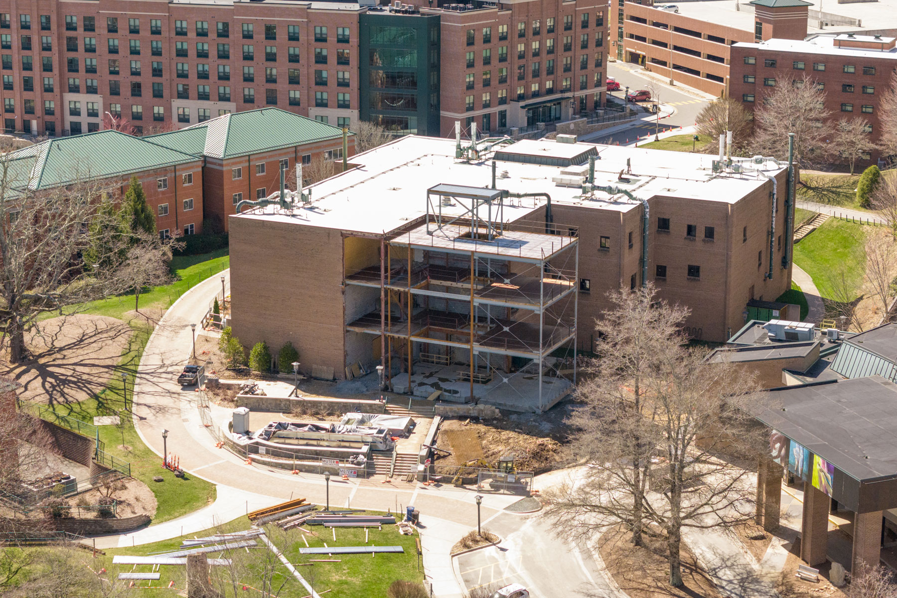 construction progress on Wey Hall's renovation