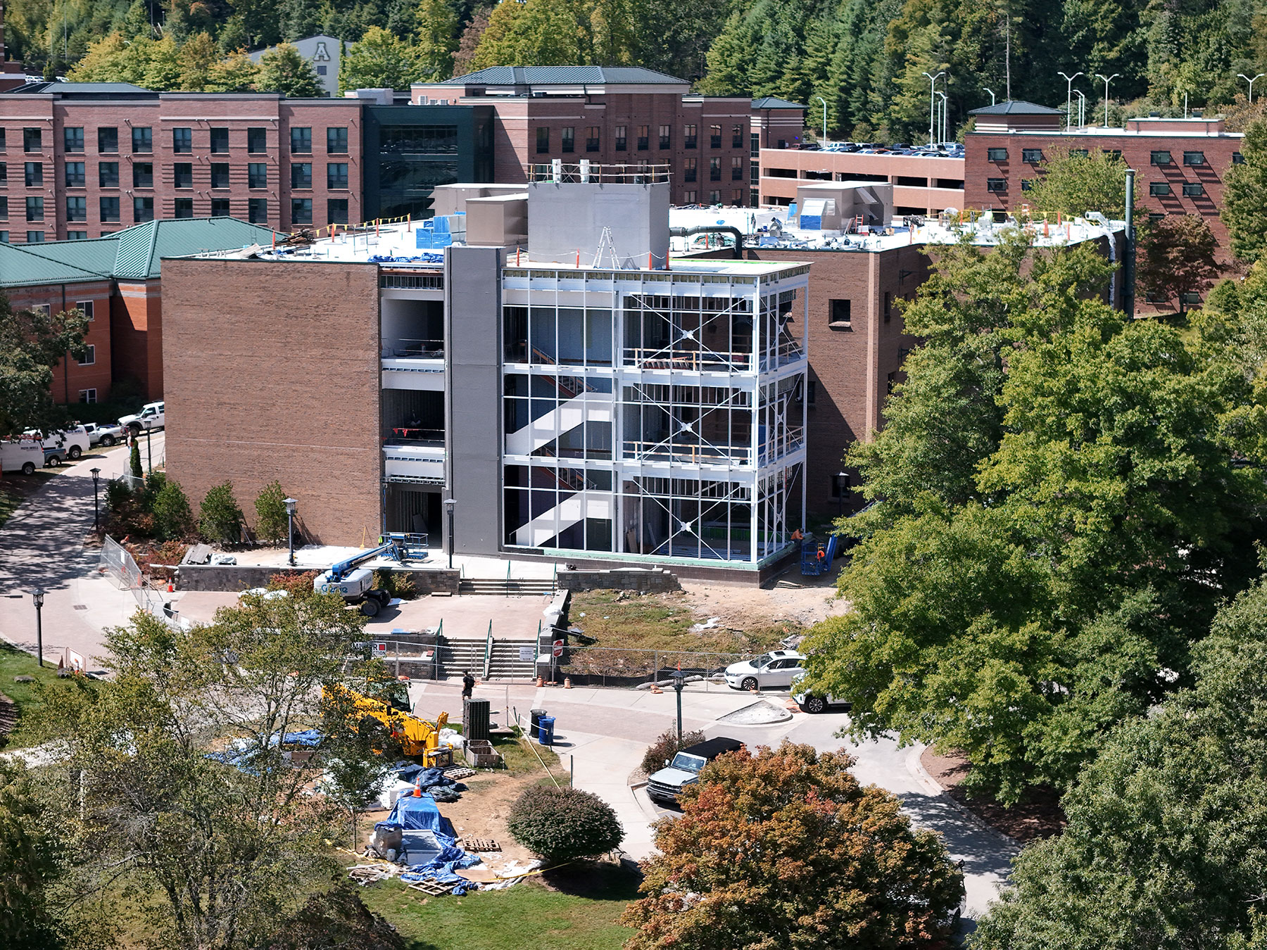 construction progress on Wey Hall's renovation